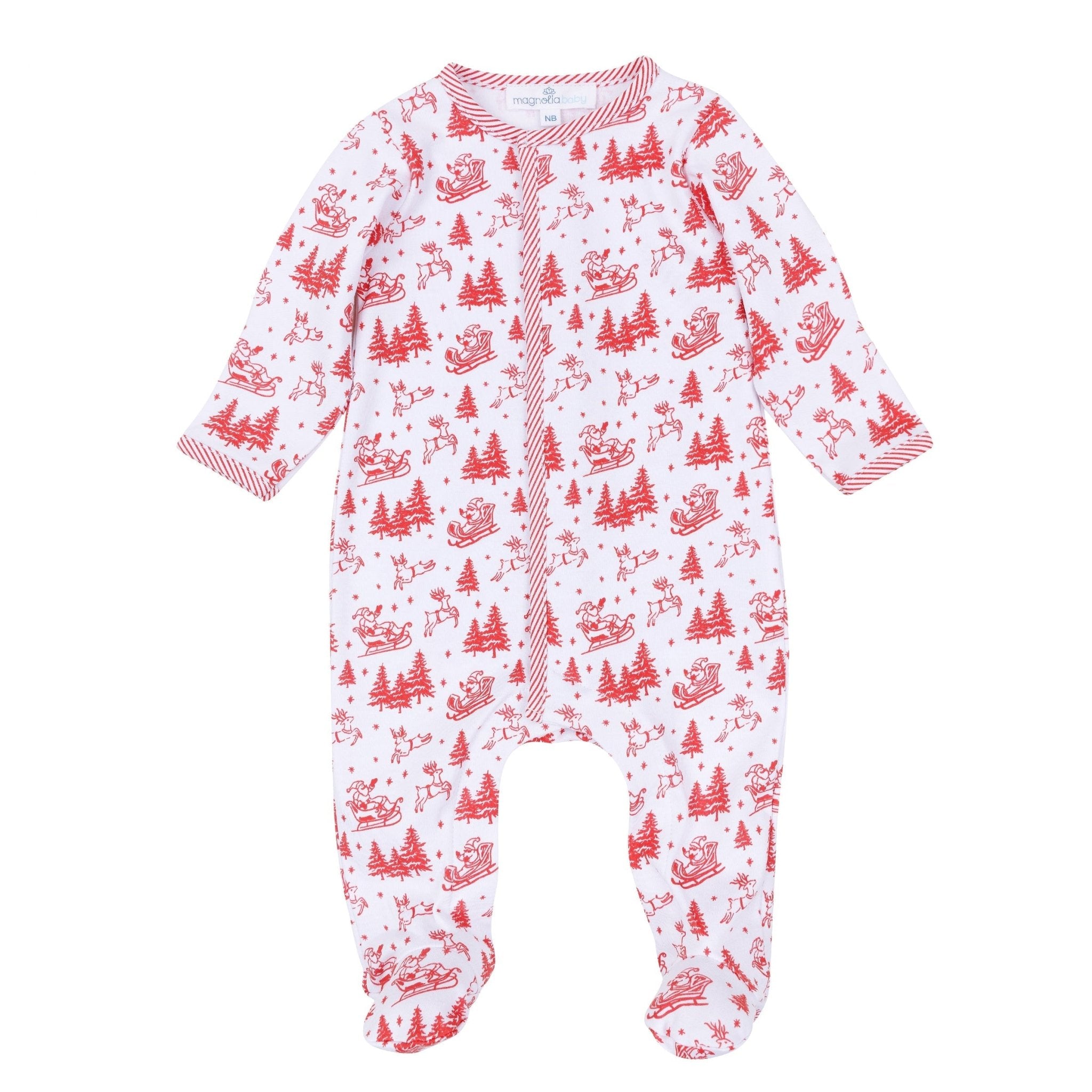 Magnolia Baby_Holiday Toile Footie - Red_2