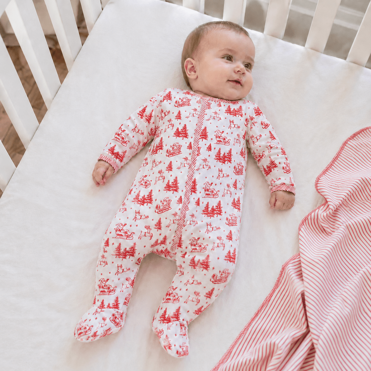 Magnolia Baby_Holiday Toile Footie - Red_1