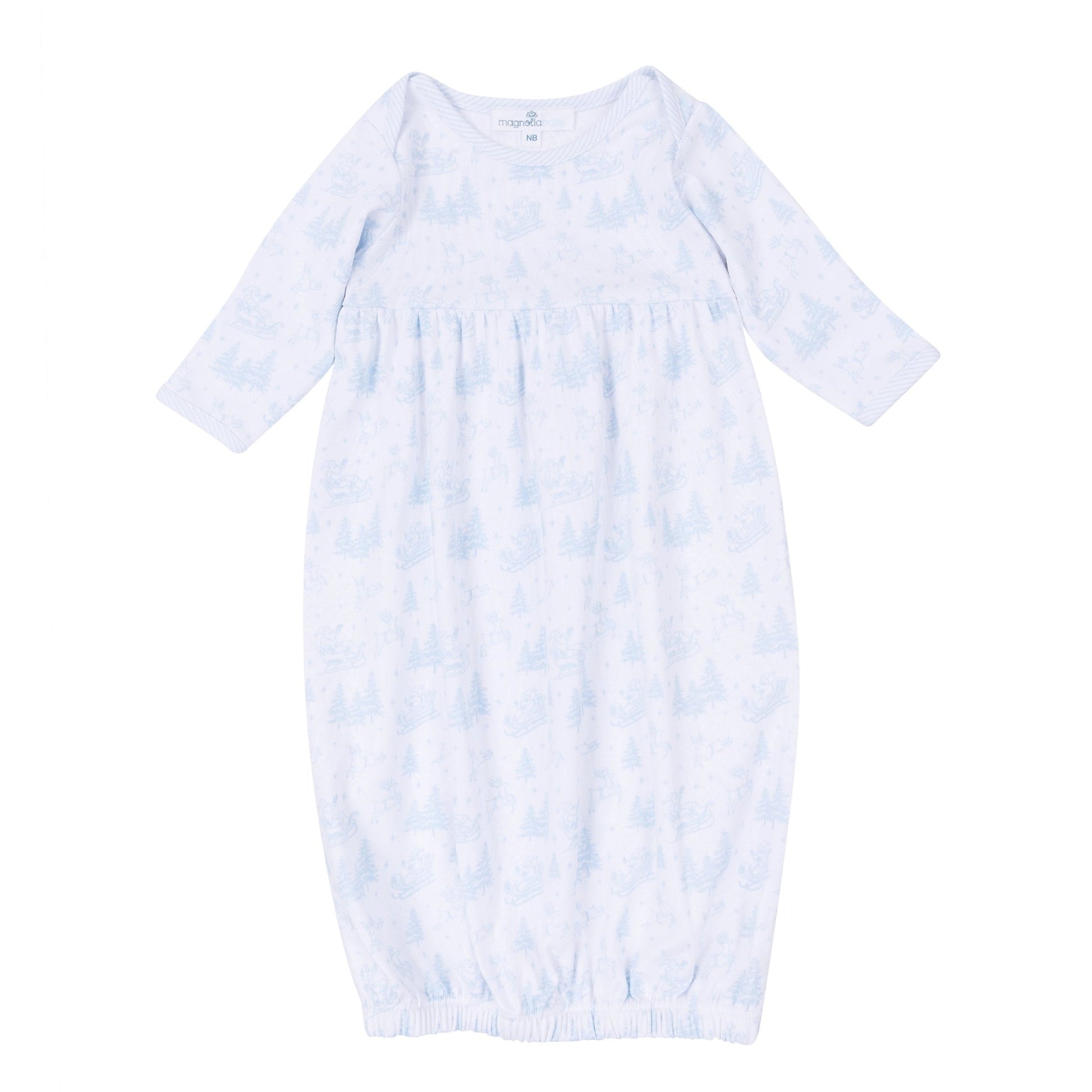 Magnolia Baby_Holiday Toile Gathered Gown - Light Blue_2