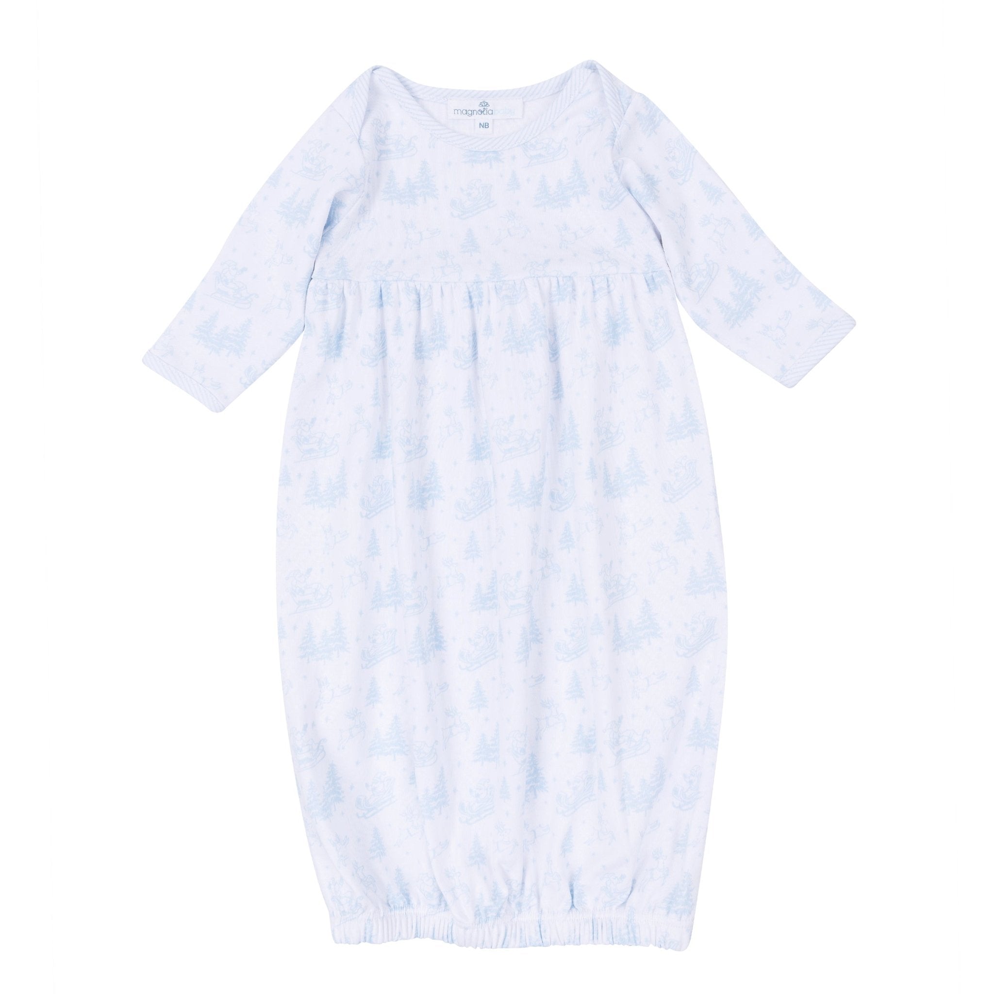 Magnolia Baby_Holiday Toile Gathered Gown - Light Blue_2