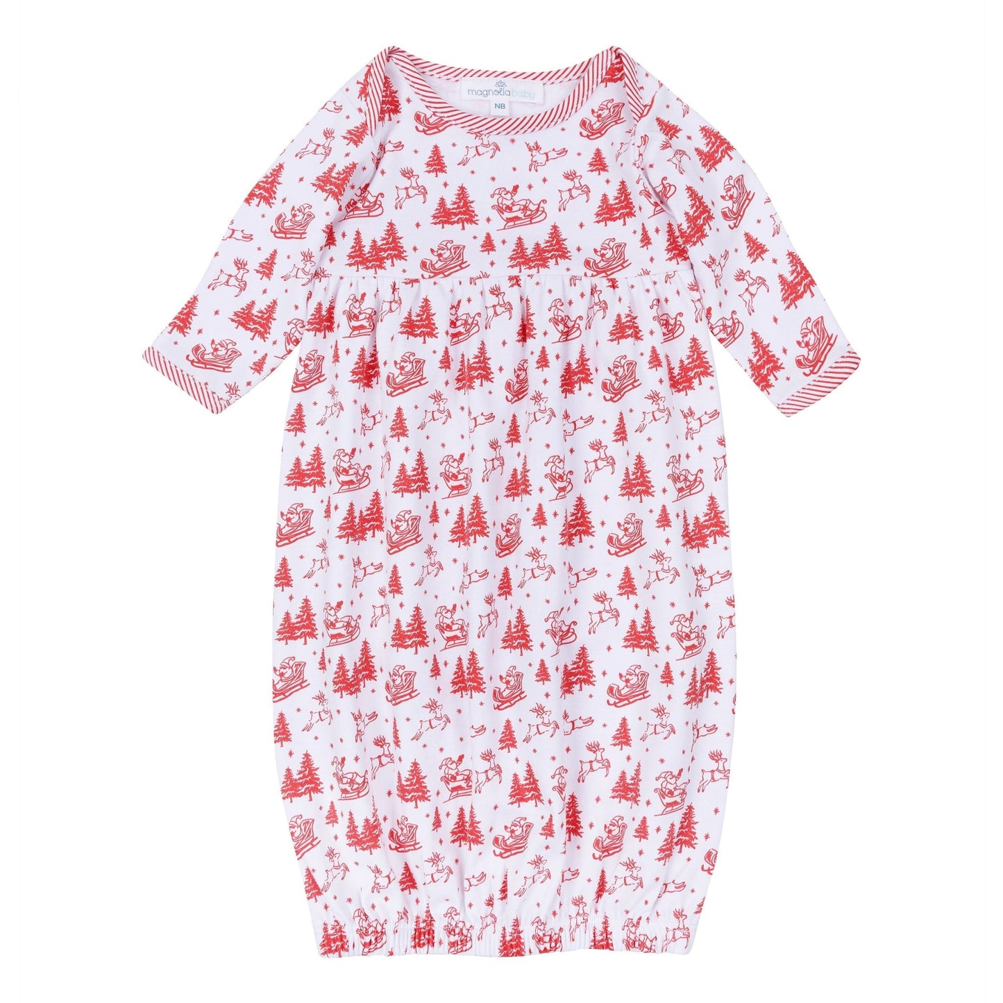 Magnolia Baby_Holiday Toile Gathered Gown - Red_1