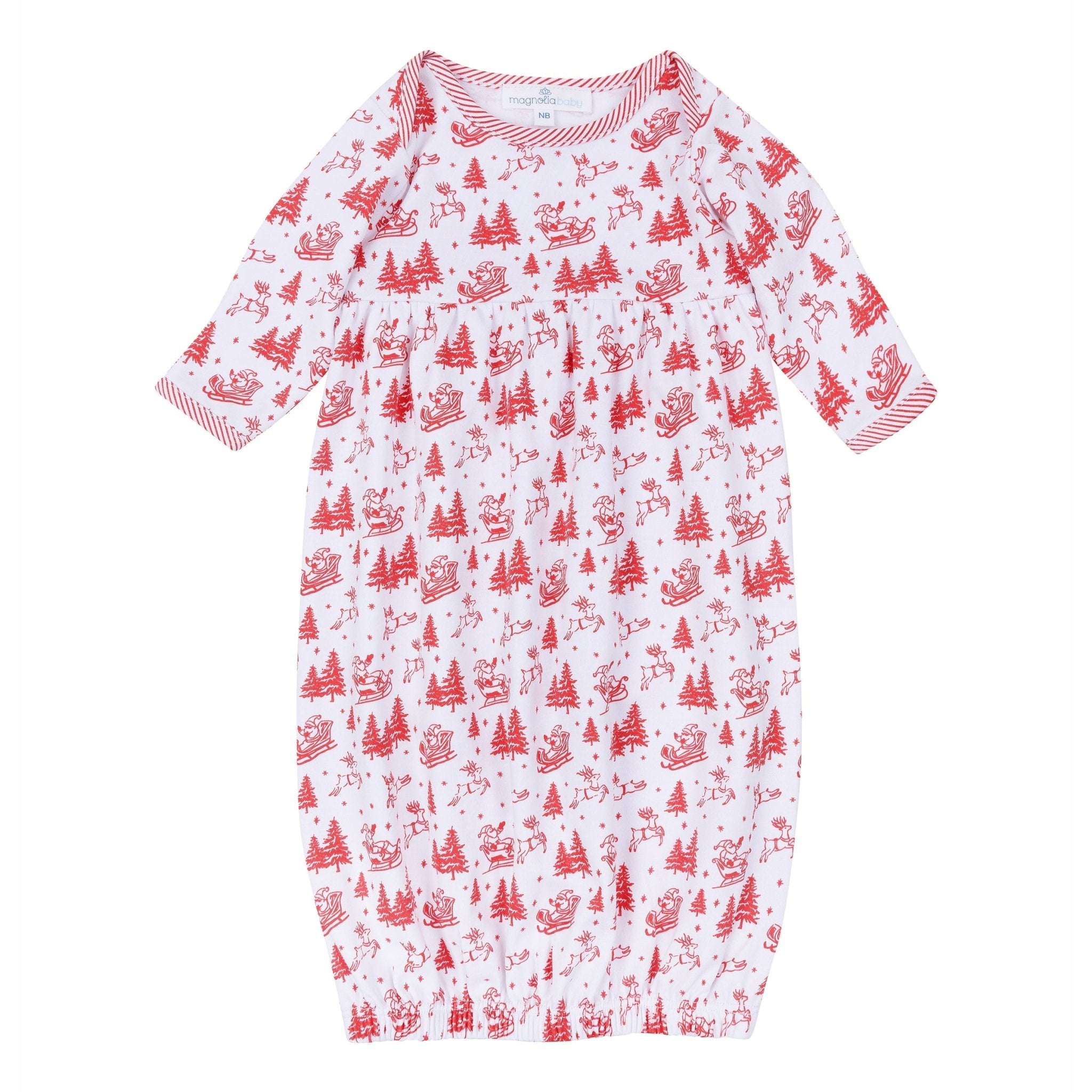 Magnolia Baby_Holiday Toile Gathered Gown - Red_1