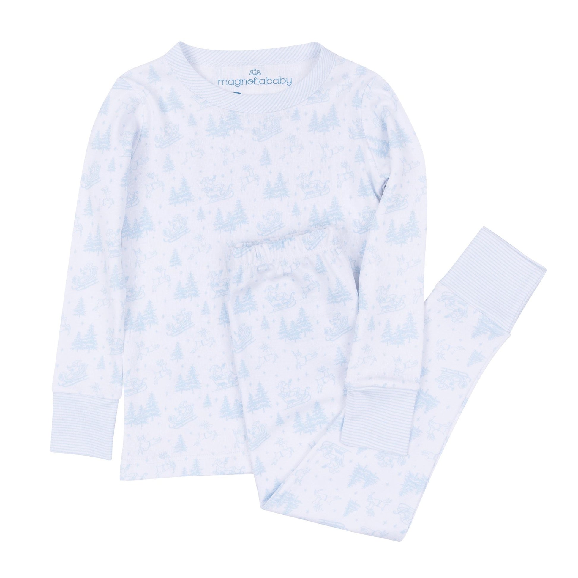 Magnolia Baby_Holiday Toile Long Pajamas - Light Blue_2