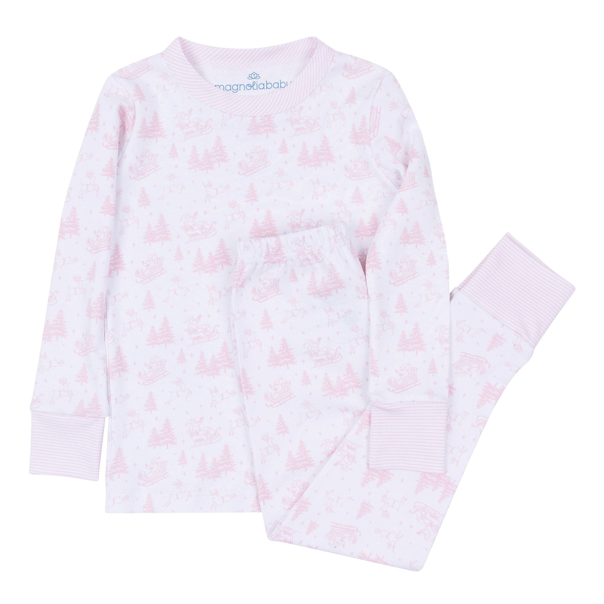 Magnolia Baby_Holiday Toile Long Pajamas - Pink_2