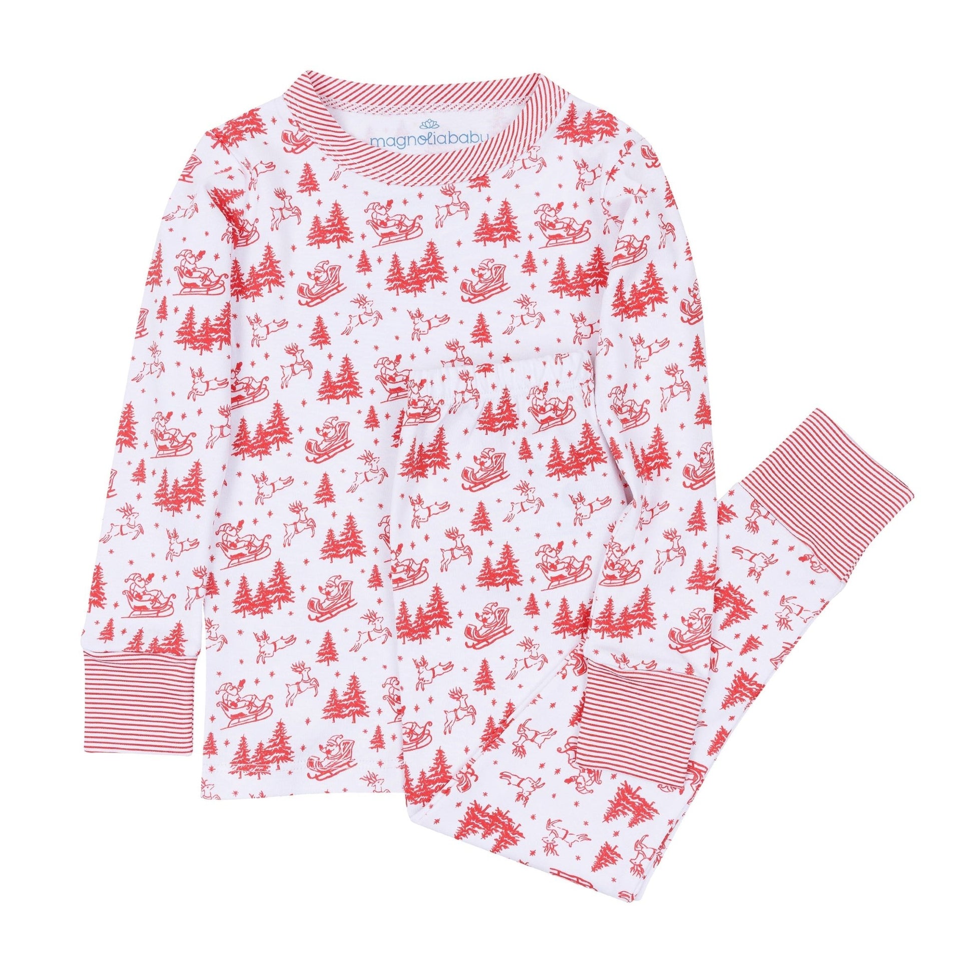 Magnolia Baby_Holiday Toile Long Pajamas - Red_3