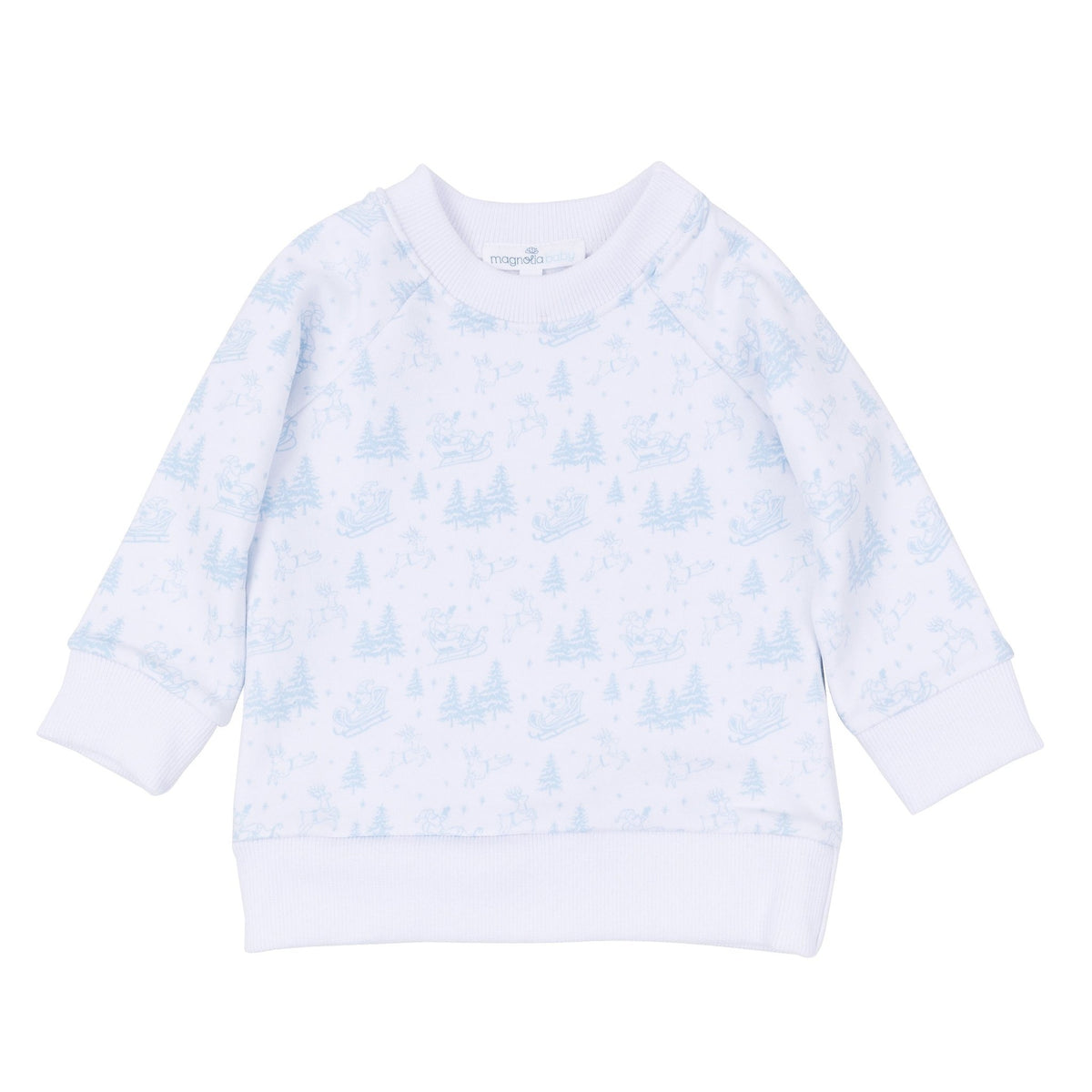 Magnolia Baby_Holiday Toile Pullover Sweatshirt - White Light Blue_1