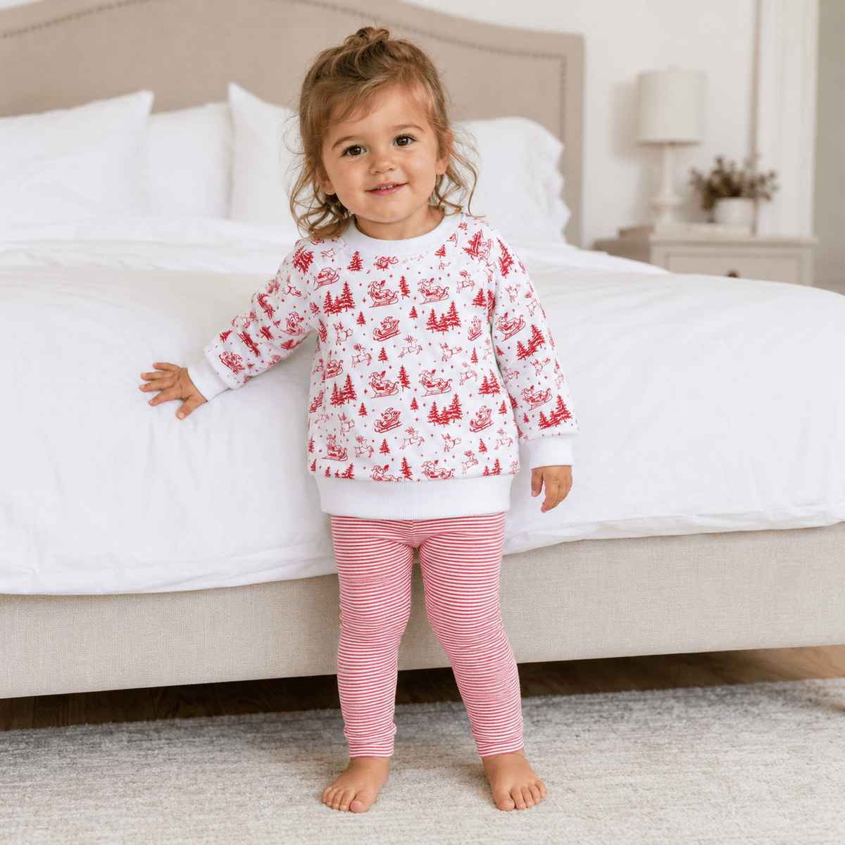 Magnolia Baby_Holiday Toile Pullover Sweatshirt - White Red_1