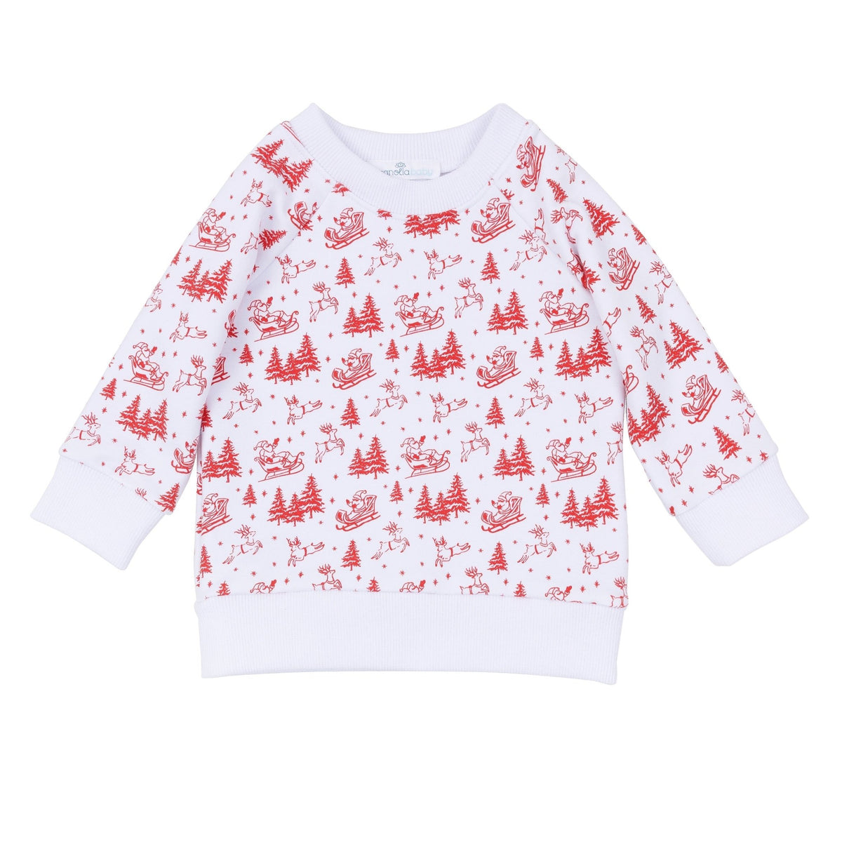 Magnolia Baby_Holiday Toile Pullover Sweatshirt - White Red_2
