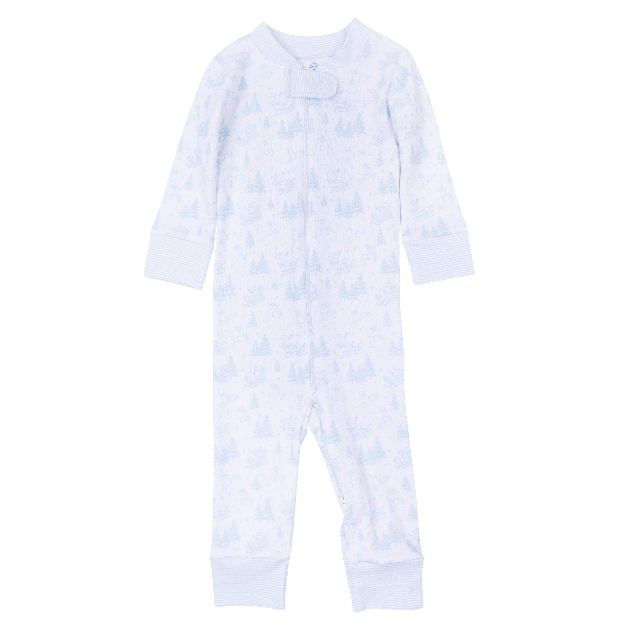 Magnolia Baby_Holiday Toile Zip Pajamas - Light Blue_1