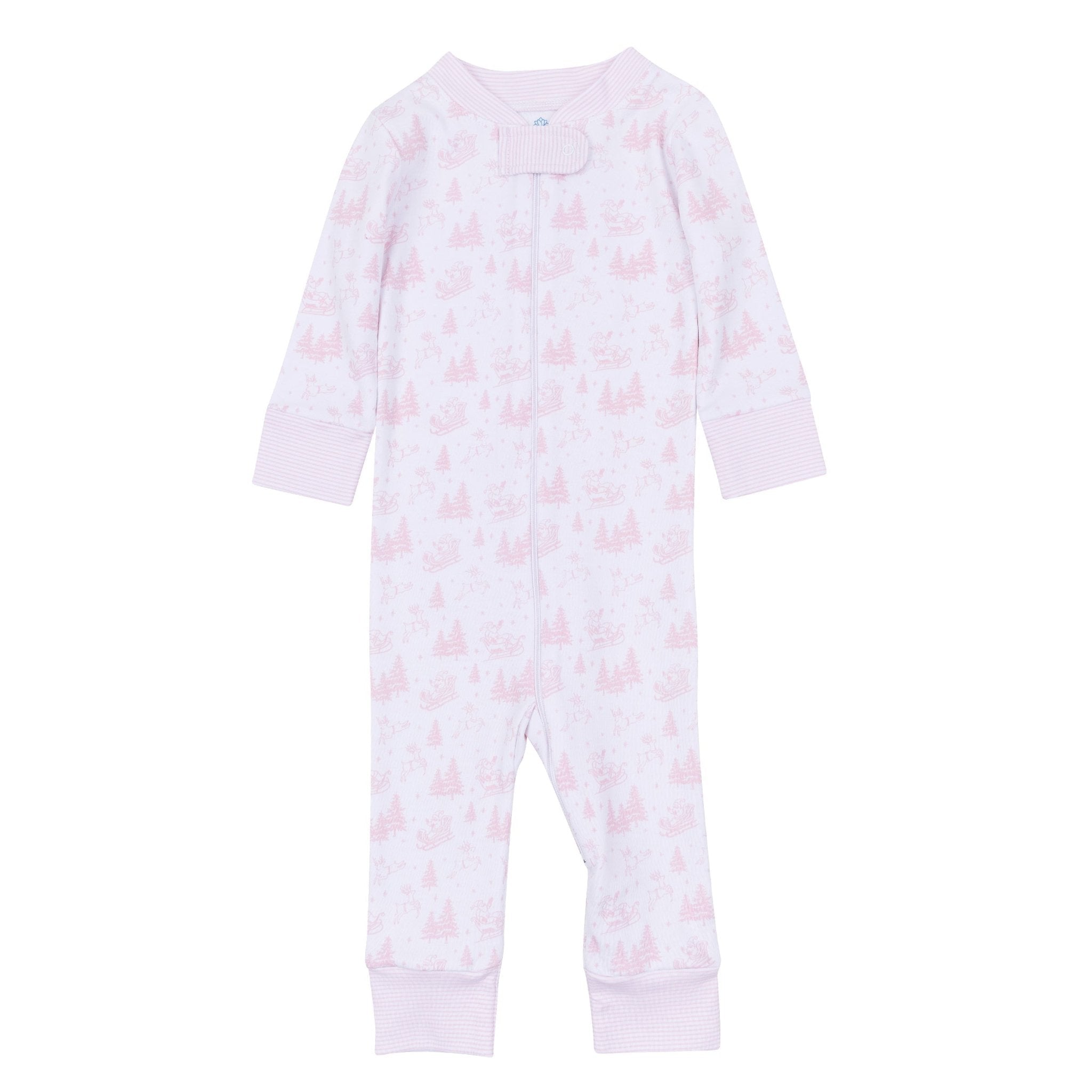 Magnolia Baby_Holiday Toile Zip Pajamas - Pink_2
