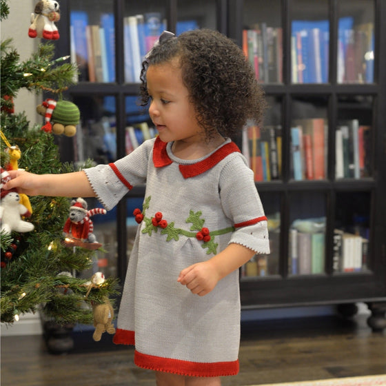 Holly Berry Knit Christmas Dress - Magnolia BabyDress