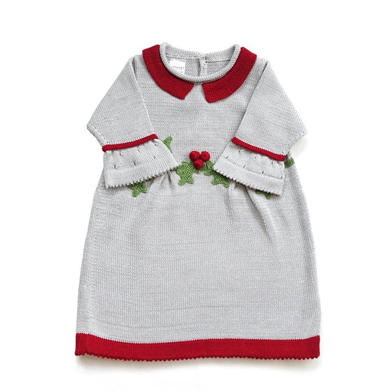 Holly Berry Knit Christmas Dress - Magnolia BabyDress