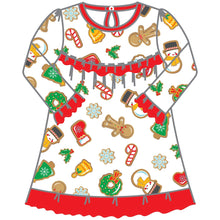  Holly Jolly Cookies Red Printed Ruffle Long Sleeve Toddler Dress - Magnolia BabyDress