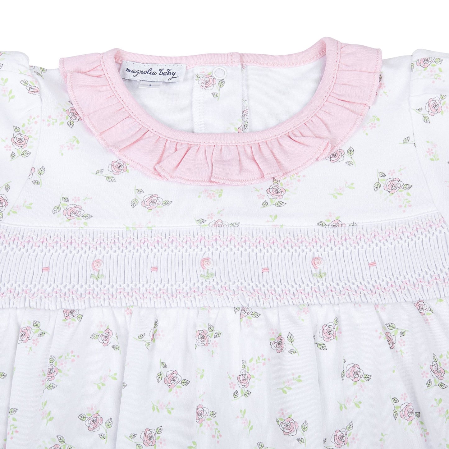 Hope's Rose Smocked Ruffle Short Sleeve Bubble - Magnolia BabyBubble
