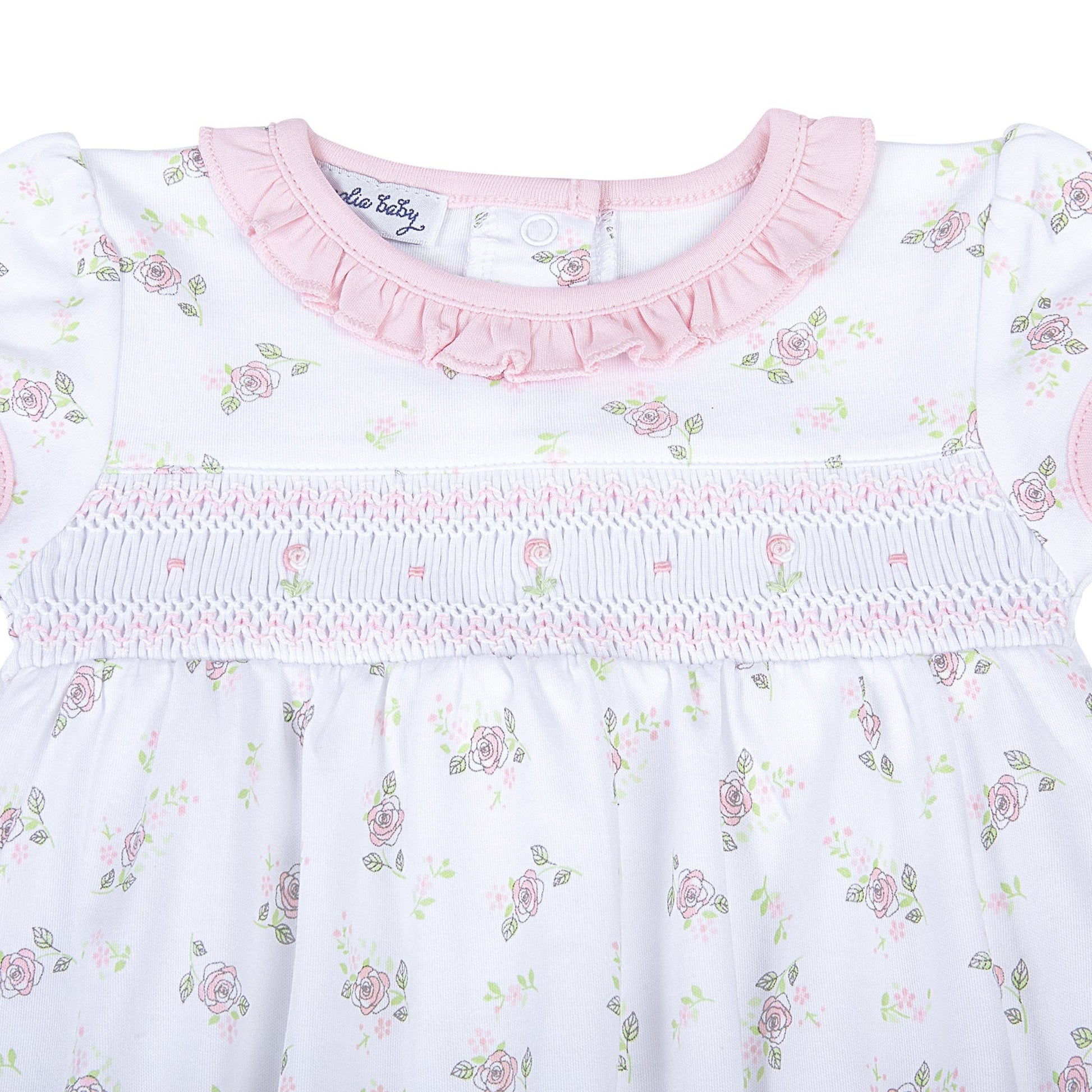 Hope's Rose Smocked Ruffle Short Sleeve Bubble - Magnolia BabyBubble