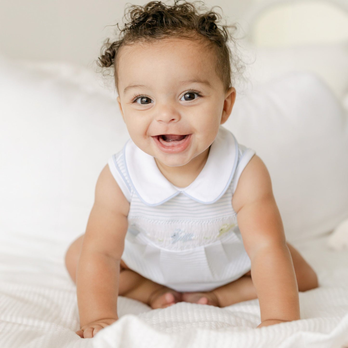 Hoppity Hop Classics Smocked Bubble - Light Blue - Magnolia BabyBubble