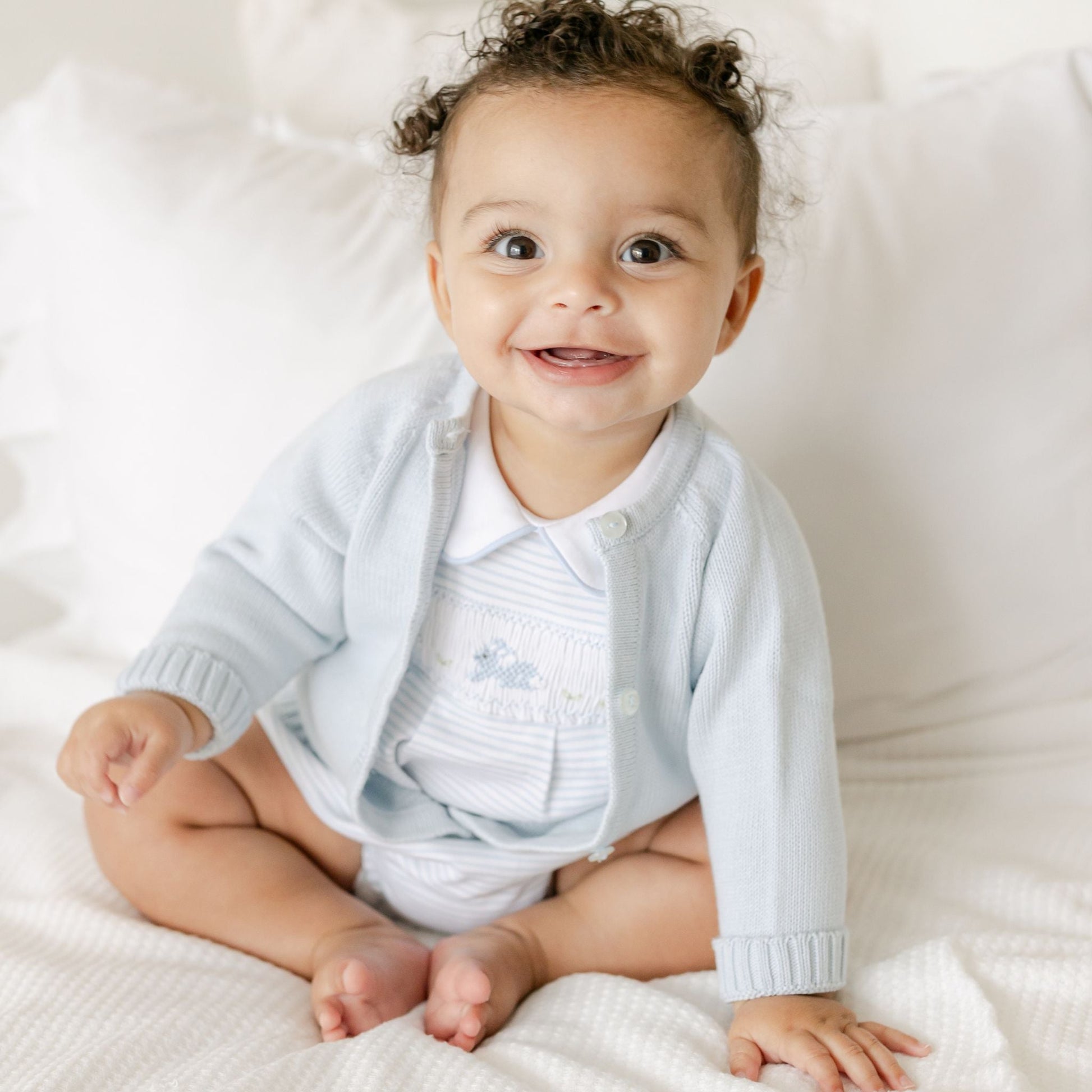 Hoppity Hop Classics Smocked Bubble - Light Blue - Magnolia BabyBubble