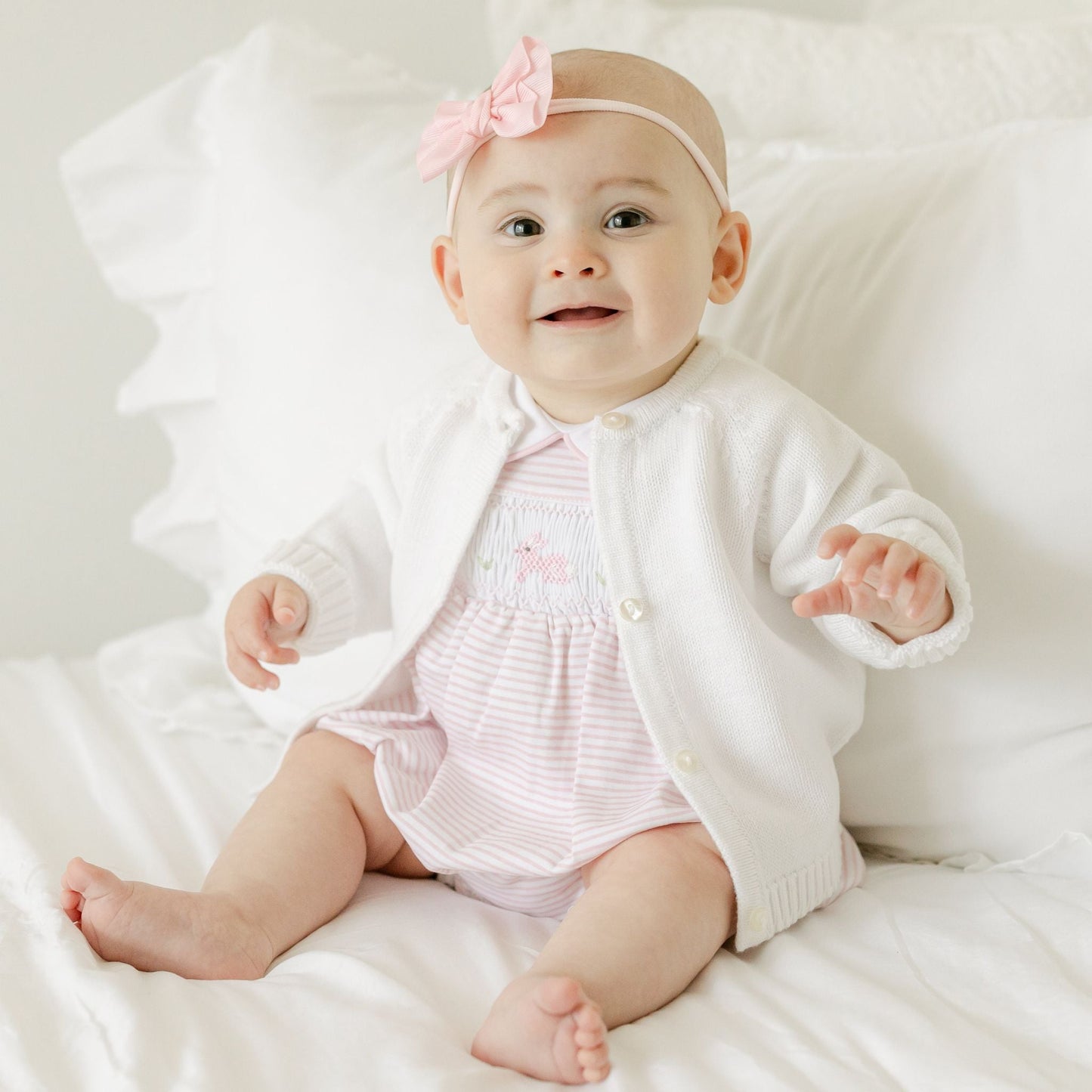 Hoppity Hop Classics Smocked Bubble - Pink - Magnolia BabyBubble