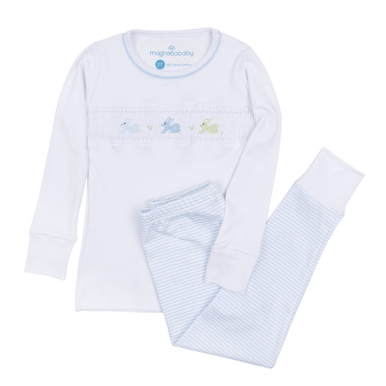 Hoppity Hop Classics Smocked Long Pajama - Light Blue - Magnolia BabyLong Pajamas