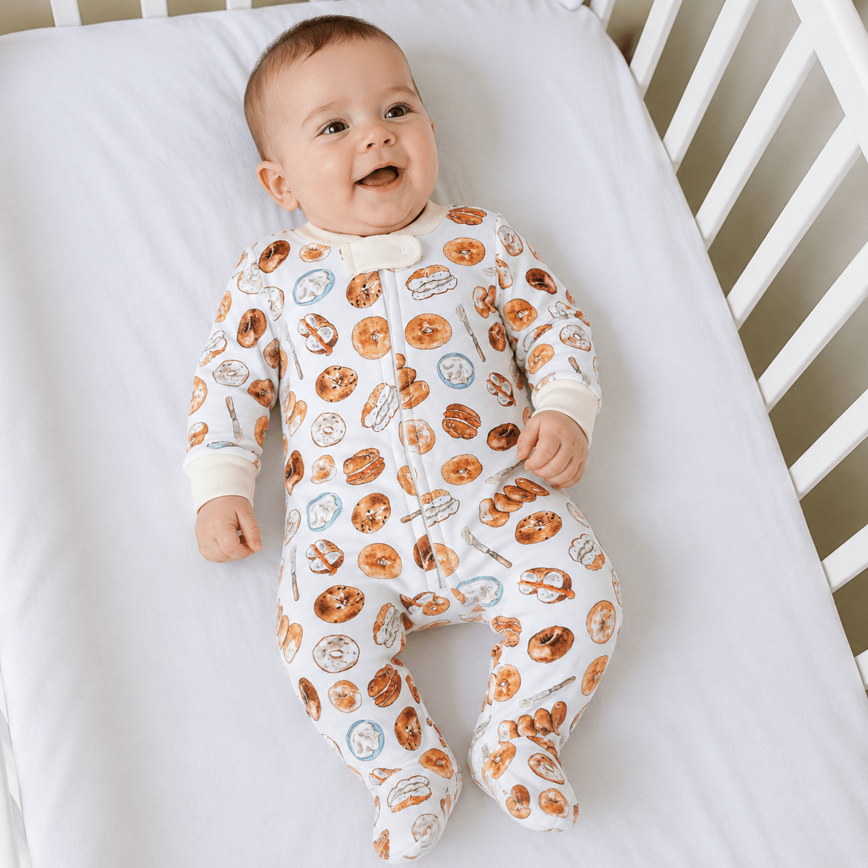 Magnolia Baby_Hot Bagels Print Zip Footie_1