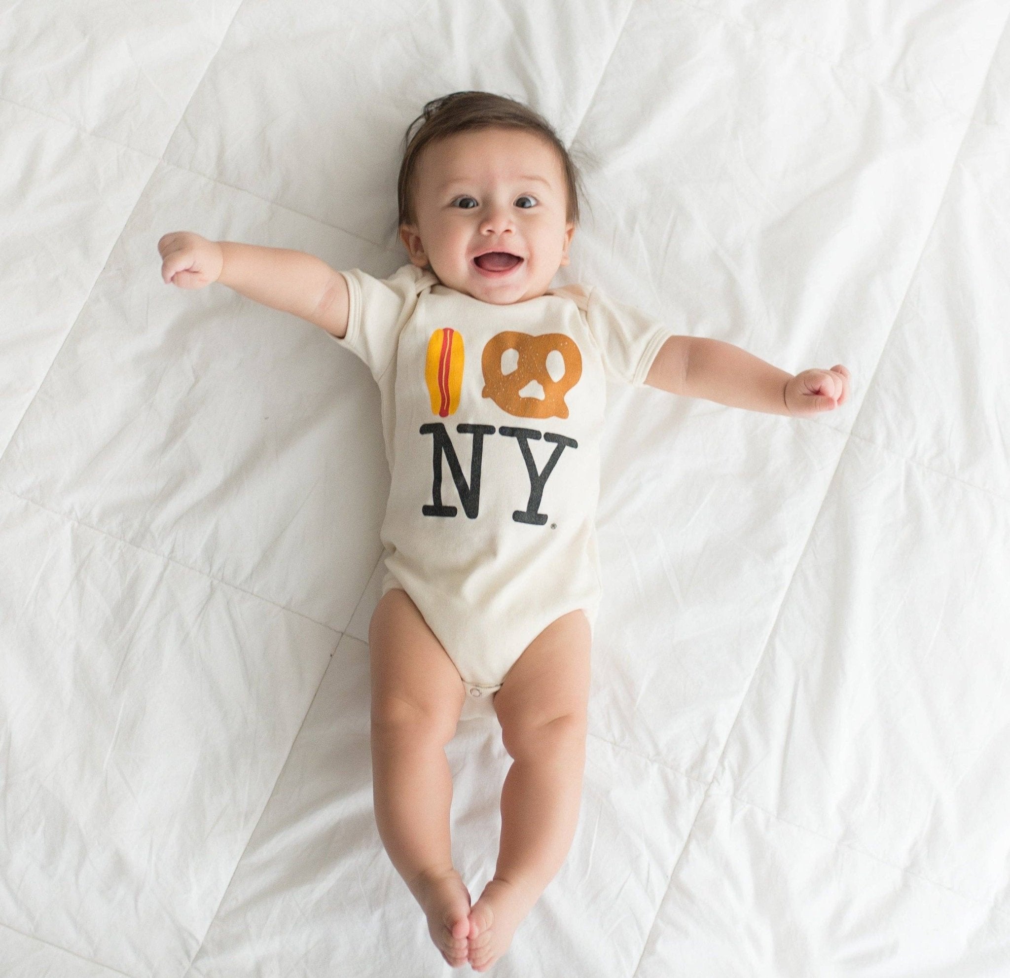Hot Dog Pretzel NY Onesie - Organic - Magnolia BabyBodysuit