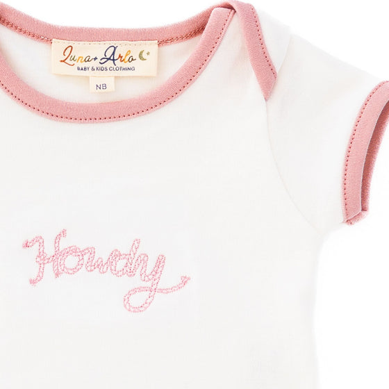 Howdy! Bodysuit - Dusty Rose by Luna and Arlo - Magnolia BabyBodysuit