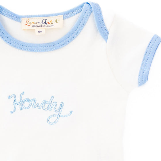 Howdy! Bodysuit - Sky by Luna and Arlo - Magnolia BabyBodysuit