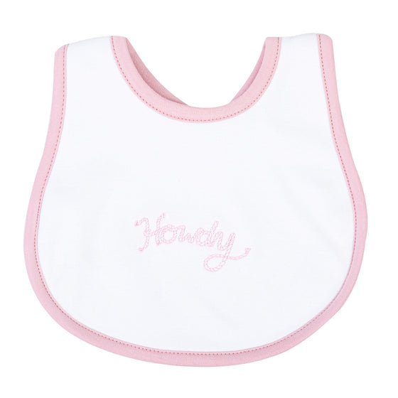 Howdy! Embroidered Bib - Dusty Rose - Magnolia BabyBib