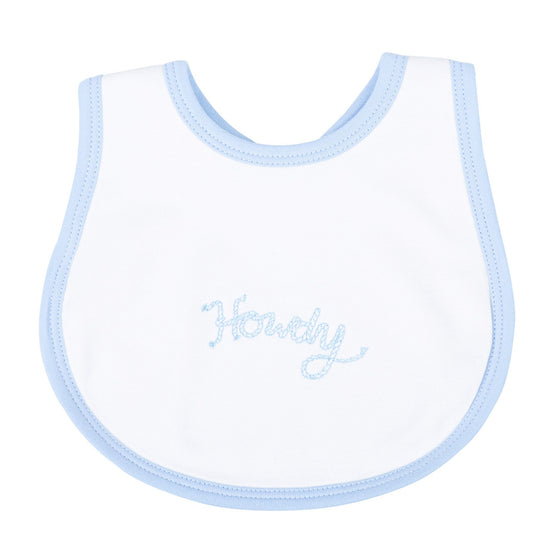 Howdy! Embroidered Bib - Sky - Magnolia BabyBib