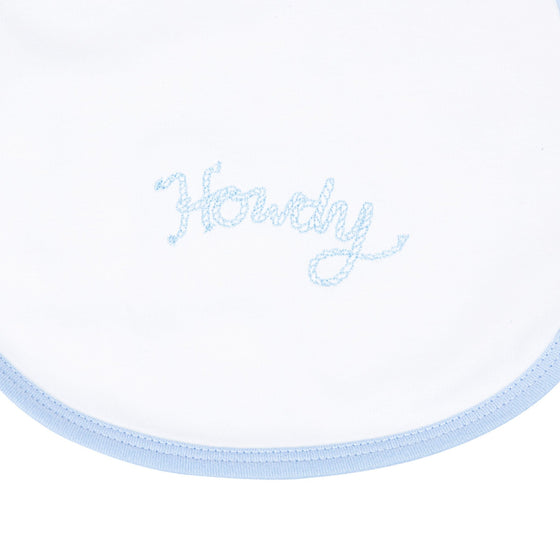 Howdy! Embroidered Bib - Sky - Magnolia BabyBib