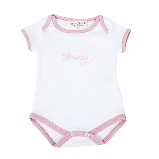 Howdy! Embroidered Bodysuit - Dusty Rose - Magnolia BabyBodysuit