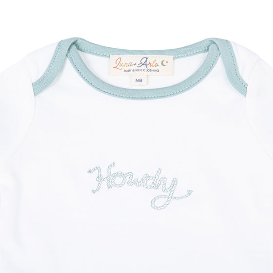 Howdy! Embroidered Bodysuit - Moss - Magnolia BabyBodysuit