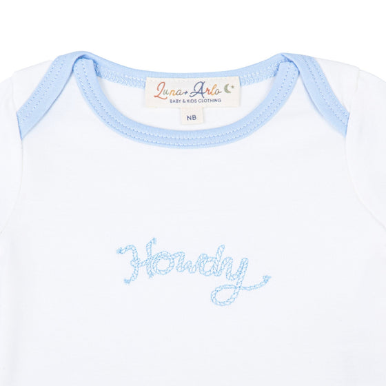 Howdy! Embroidered Bodysuit - Sky - Magnolia BabyBodysuit