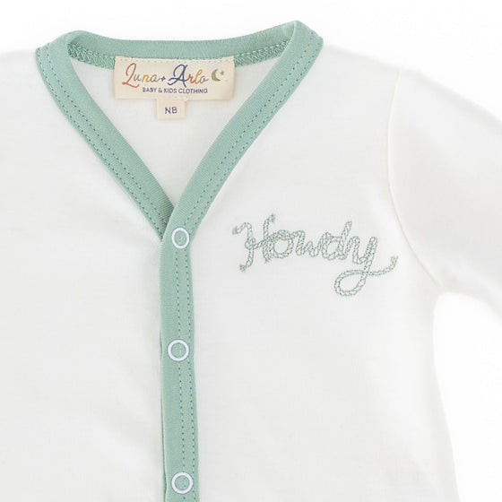 Howdy! Embroidered Front Snap Bodysuit - Moss - Magnolia BabyBodysuit