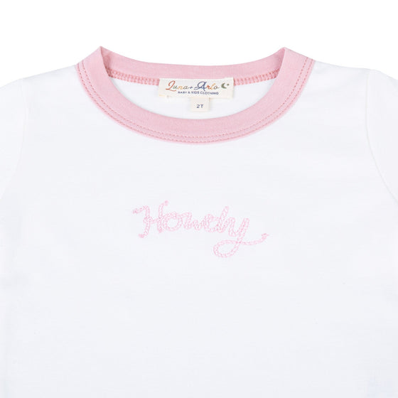 Howdy! Embroidered Long Pajamas - Dusty Rose - Magnolia BabyLong Pajamas