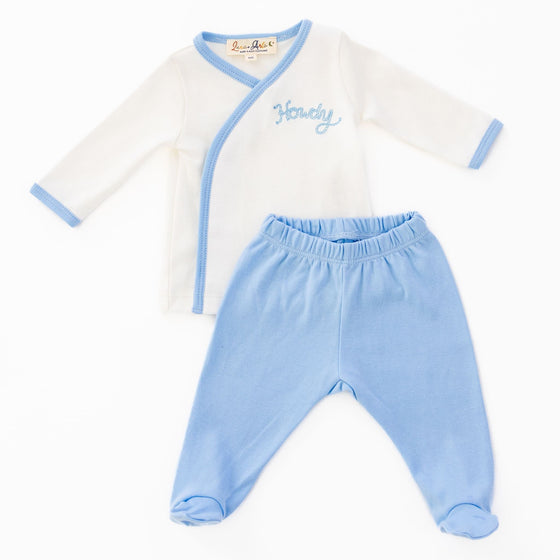 Howdy! Kimono Footed Pant Set - Sky by Luna and Arlo - Luna and Arlo2pc Pant Set