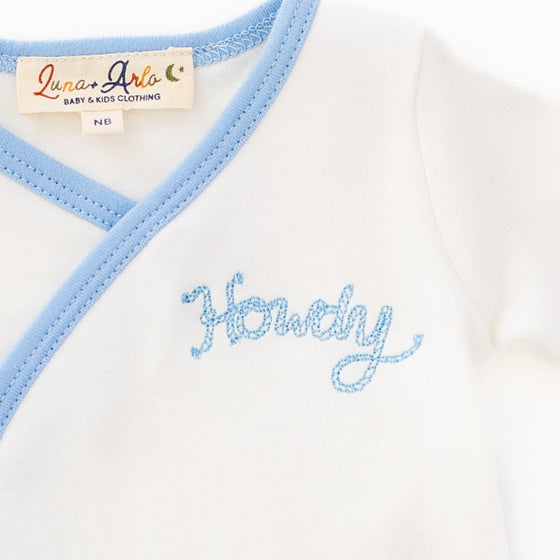 Howdy! Kimono Footed Pant Set - Sky by Luna and Arlo - Luna and Arlo2pc Pant Set