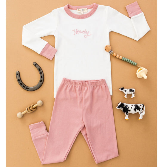 Howdy! Long Pajamas - Dusty Rose by Luna and Arlo - Magnolia BabyLong Pajamas