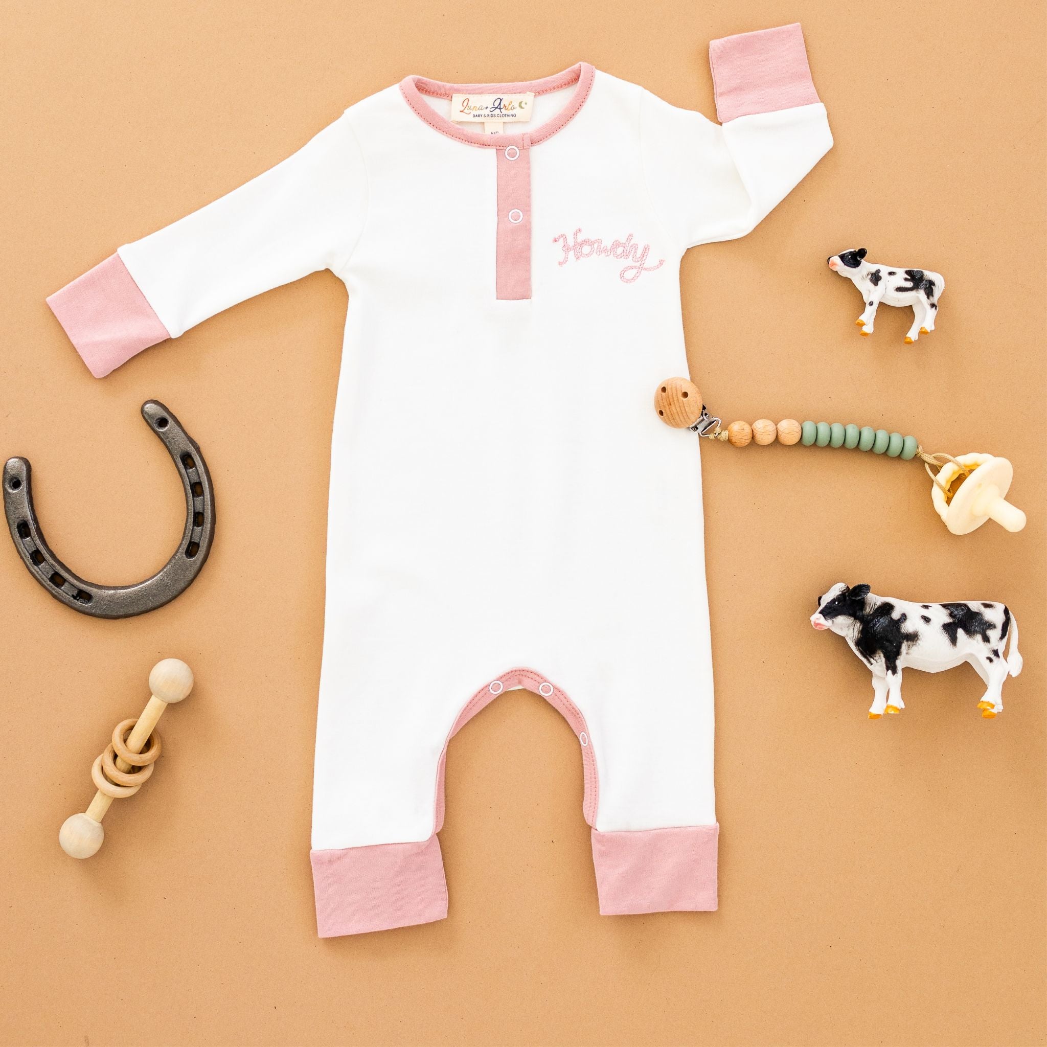 Howdy! Playsuit - Dusty Rose by Luna and Arlo - Luna and ArloPlaysuit