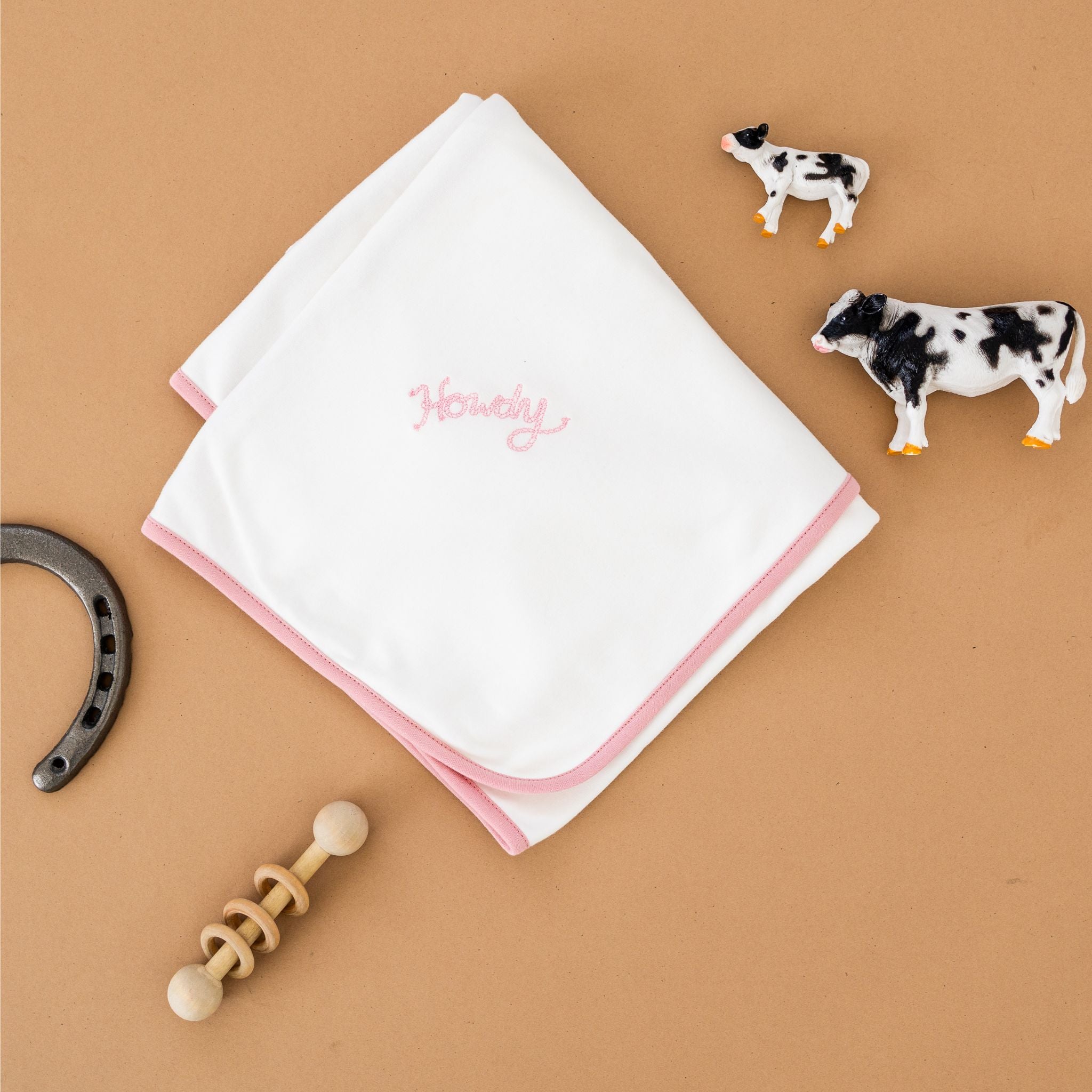 Howdy! Receiving Blanket - Dusty Rose by Luna and Arlo - Luna and ArloReceiving Blanket
