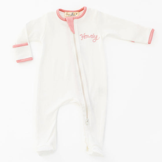 Howdy! Zip Footie - Dusty Rose by Luna and Arlo - Magnolia BabyFootie