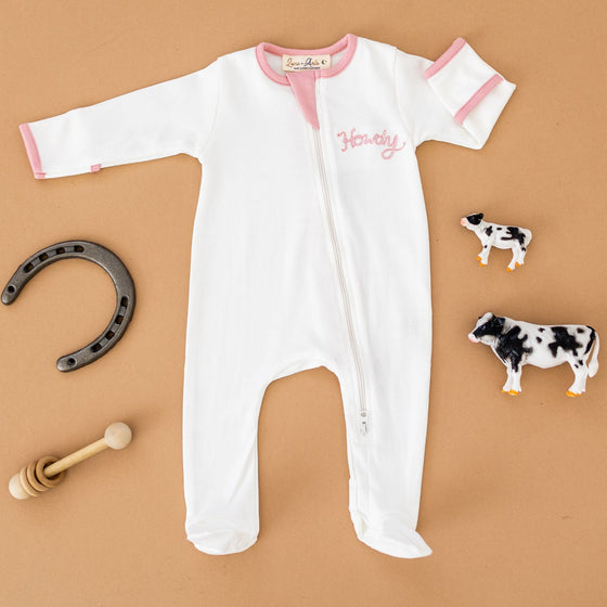 Howdy! Zip Footie - Dusty Rose by Luna and Arlo - Magnolia BabyFootie