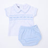 Hudson Smocked Diaper Cover Set - Light Blue - Magnolia BabyDiaper Cover