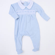  Hudson Smocked Footie - Light Blue - Magnolia BabyFootie