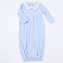  Hudson Smocked Gathered Gown - Light Blue - Magnolia BabyGown