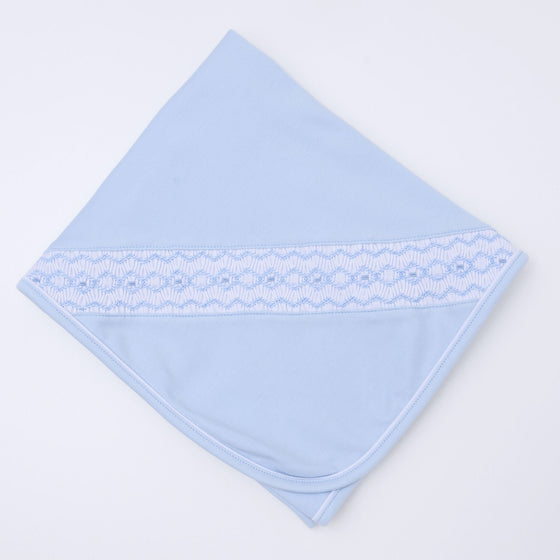 Hudson Smocked Receiving Blanket - Light Blue - Magnolia BabyReceiving Blanket