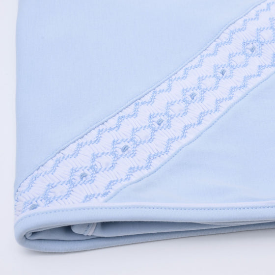 Hudson Smocked Receiving Blanket - Light Blue - Magnolia BabyReceiving Blanket