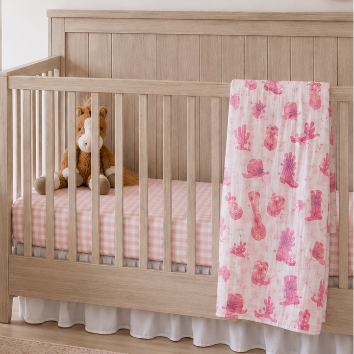 Baby Girl Cowgirl Muslin Swaddle Blanket - Let's Go Girls