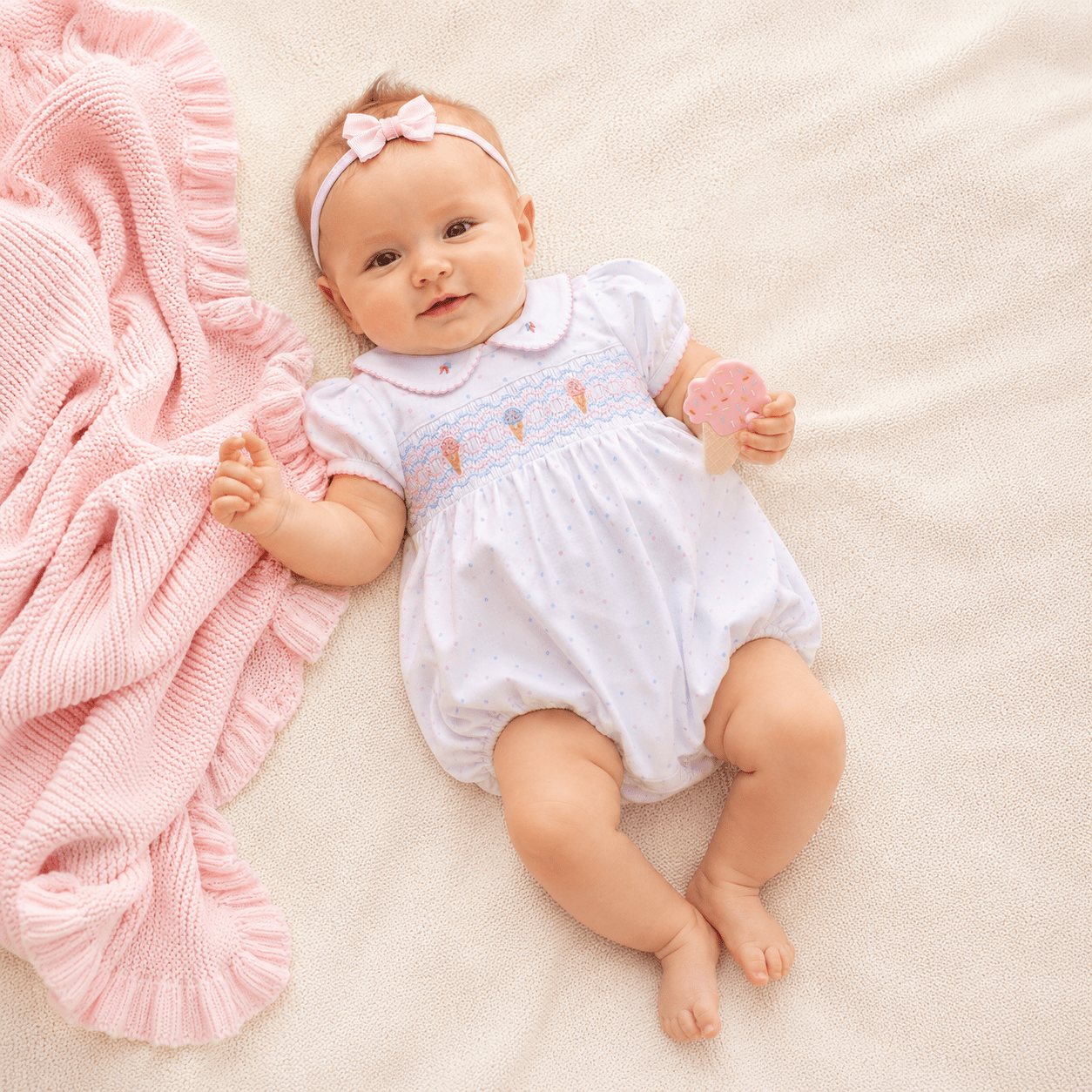 Magnolia Baby_Ice Cream Classics Smocked Collared Bubble_1