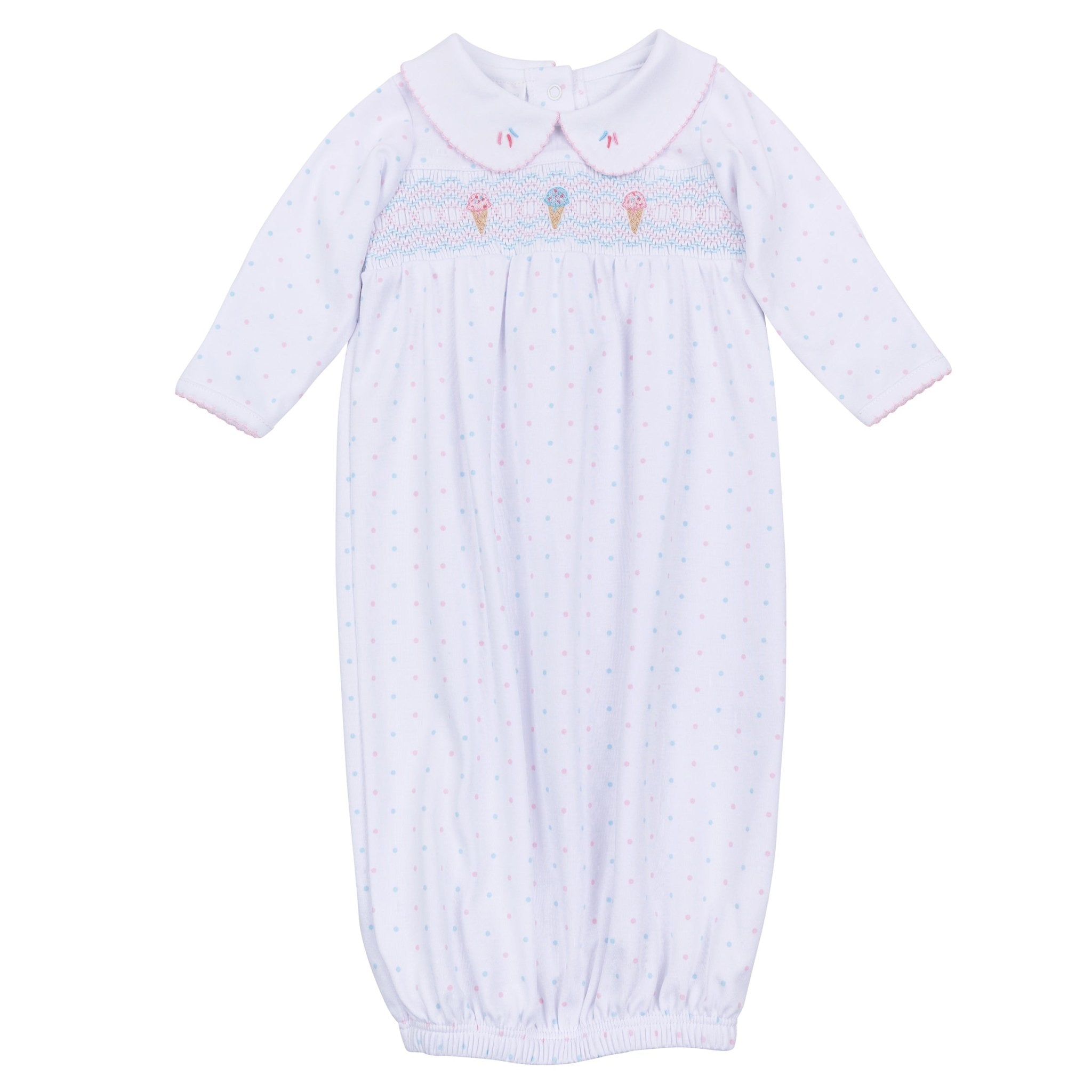 smocked ice cream dress Classics Collared Gathered Gown – Magnolia Baby Style:Jilbab Only Bodycon Dress Women Short Made of 95% cotton video-01